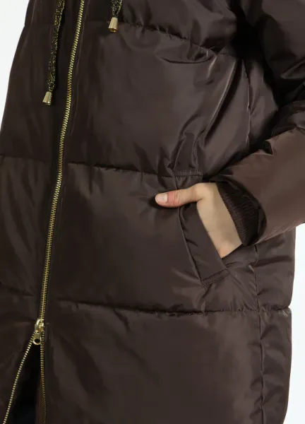 LONG PUFFER JACKET DARK BROWN