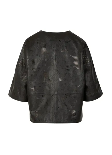 LEATHER SHIRT WITH LASER CUT ARTWORK